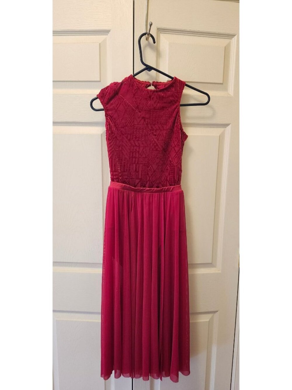Weissman 12261 More Red Geometric Burnout Flowy Maxi Dress Dance Costume SA